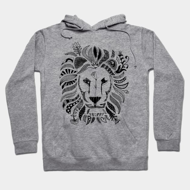 Flower Lion Hoodie by mijumiART